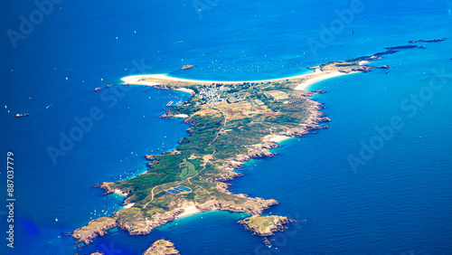 belle ile en mer island from aerial view in french brittany in morbihan  photo