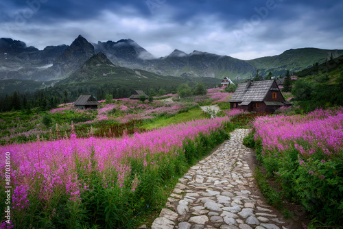 Fototapeta Naklejka Na Ścianę i Meble -  Beautiful summer in the mountains - Hala Gasienicowa in Poland - Tatras