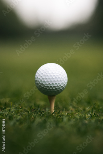 Golf ball on a grass golf course