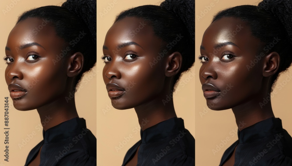 Young Black Woman Posing With Different Skin Tones For Photography Demonstration Young Black Woman Posing With Different Skin Tones For Photography Demonstration