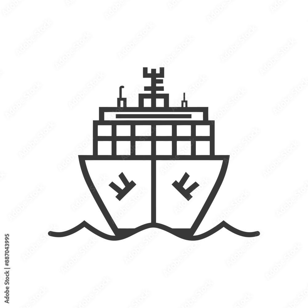 container ship minimalist line art icon logo symbol container ship minimalist line art icon logo symbol