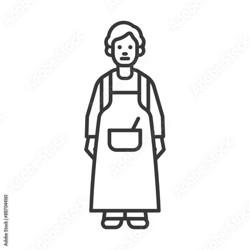 elderly woman in apron minimalist line art icon logo symbol