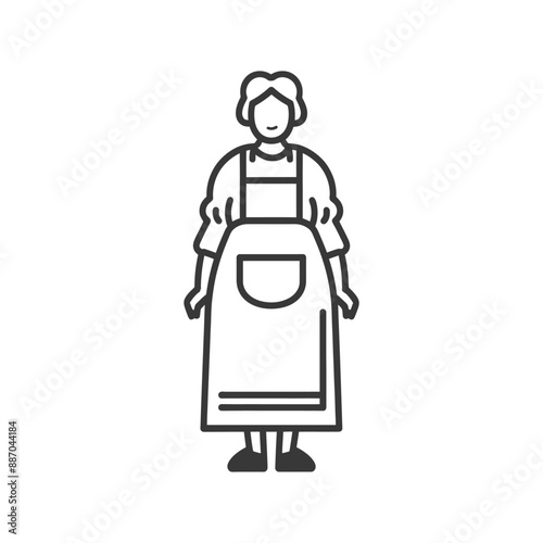 elderly woman in apron minimalist line art icon logo symbol