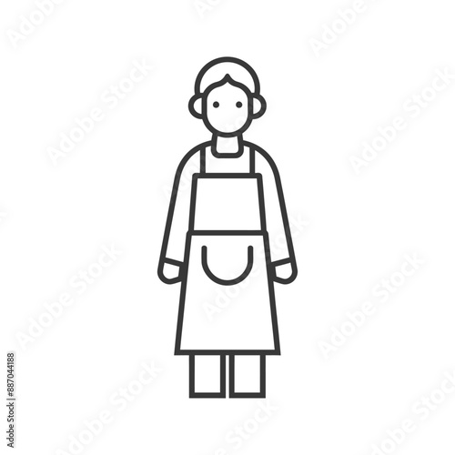 elderly woman in apron minimalist line art icon logo symbol