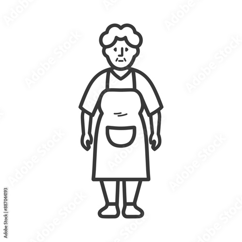 elderly woman in apron minimalist line art icon logo symbol