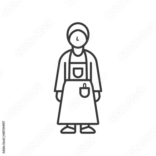 elderly woman in apron minimalist line art icon logo symbol