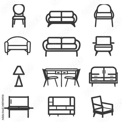 furniture minimalist line art icon logo symbol