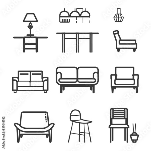 furniture minimalist line art icon logo symbol