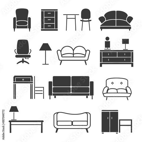 furniture minimalist line art icon logo symbol