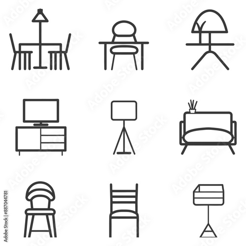 furniture minimalist line art icon logo symbol