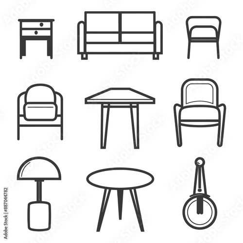 furniture minimalist line art icon logo symbol