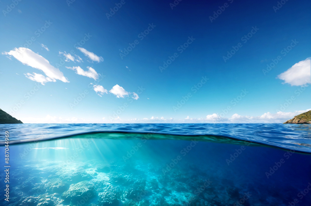 Obraz premium Under the sea and sea surface