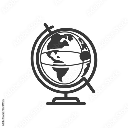 globe minimalist line art icon logo symbol