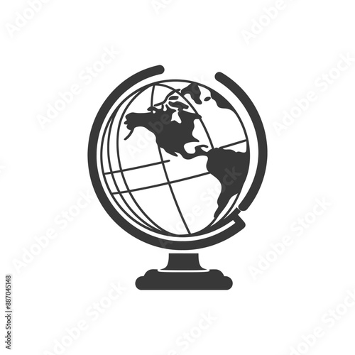 globe minimalist line art icon logo symbol