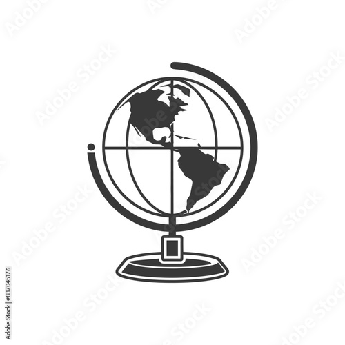 globe minimalist line art icon logo symbol