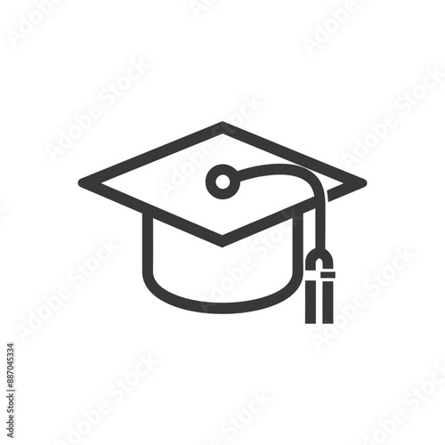 graduation cap minimalist line art icon logo symbol