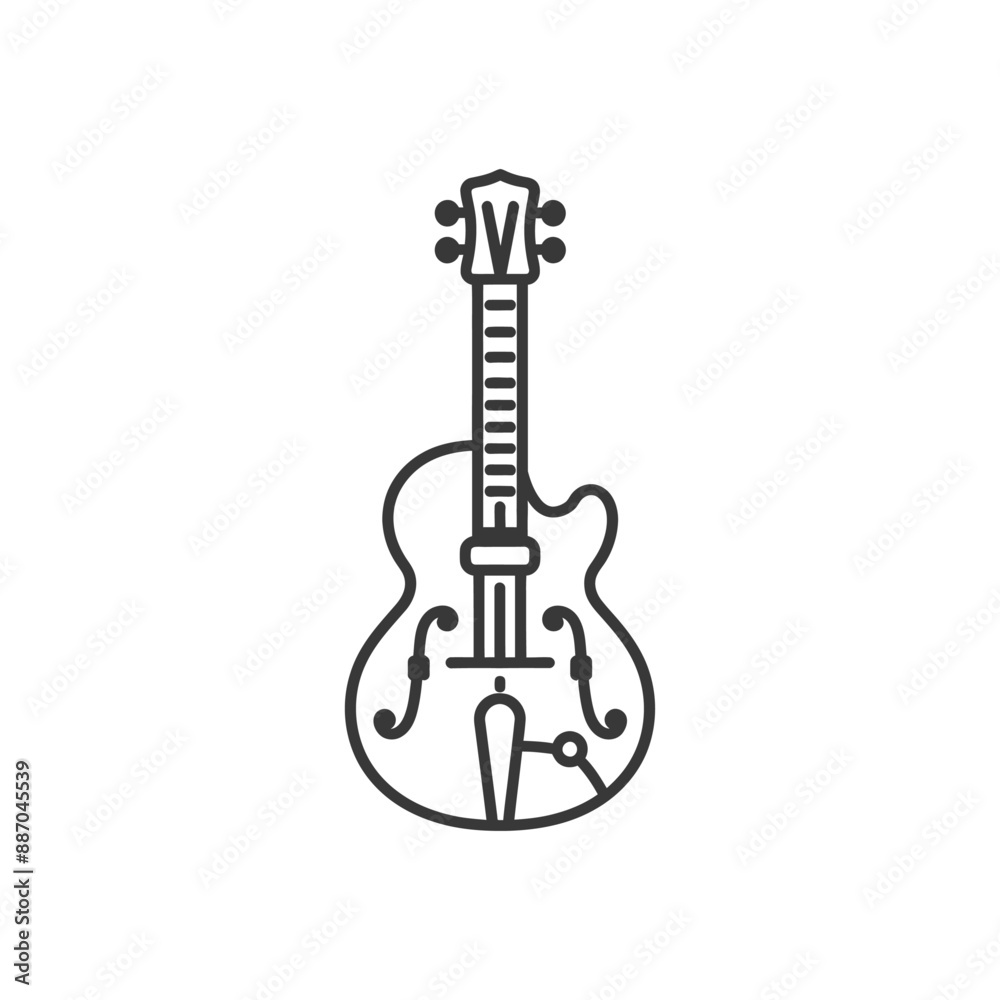 Naklejka premium guitarist minimalist line art icon logo symbol