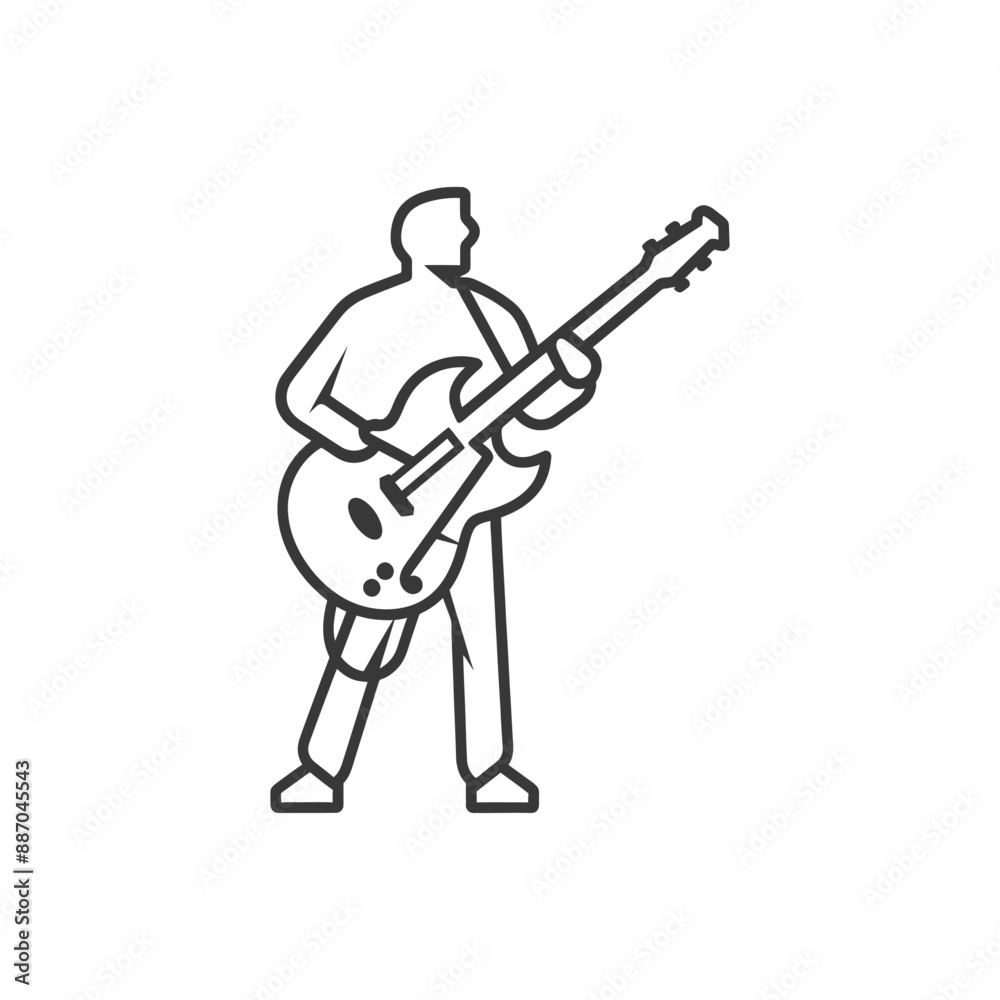guitarist minimalist line art icon logo symbol guitarist minimalist line art icon logo symbol