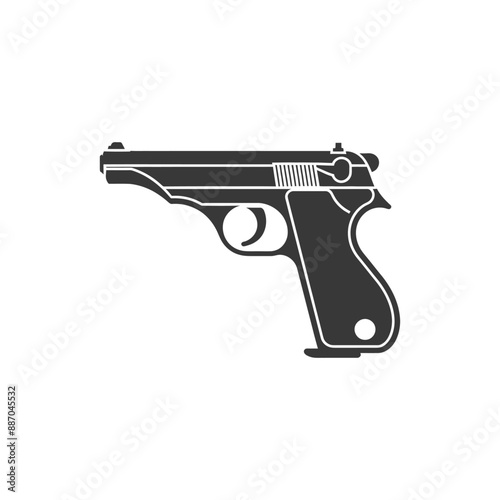 gun minimalist line art icon logo symbol