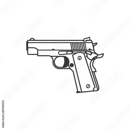 gun minimalist line art icon logo symbol