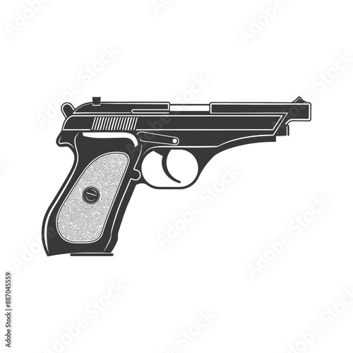 gun minimalist line art icon logo symbol