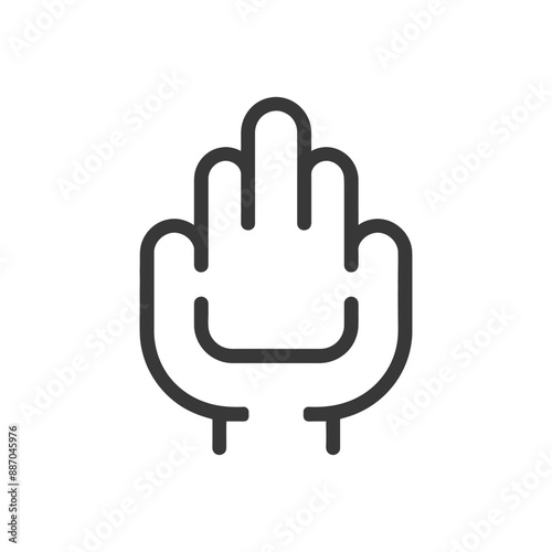 Monochromatic Line Art Icon: Hand in Hand, Protective Gesture
