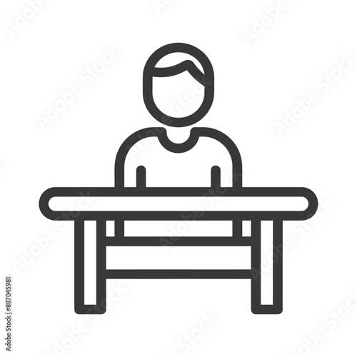 Line Art Illustration: Person Seated at Simple Table