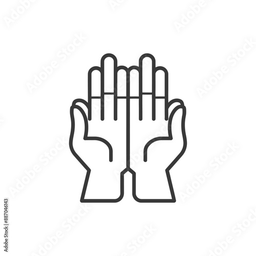 Line Art Illustration: Supplicating Hands in Prayer Position