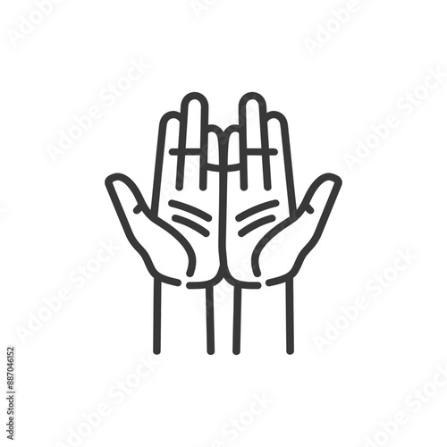 Line Art Icon: Two Hands Raised in Supplication or Offering