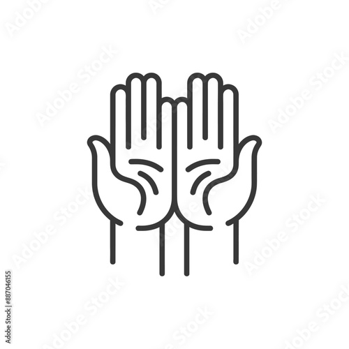 Praying Hands Line Art Icon: Simple Gesture of Faith and Hope