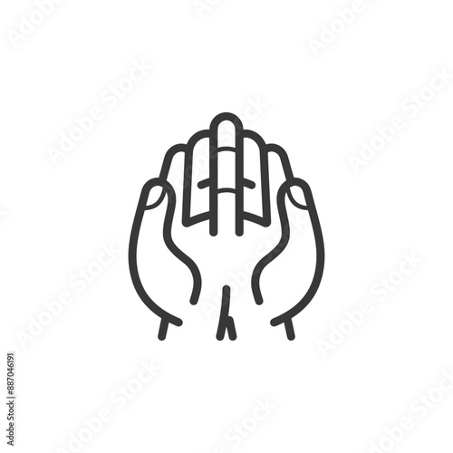 Line Art Icon: Two Hands Clasped in Supplication or Prayer