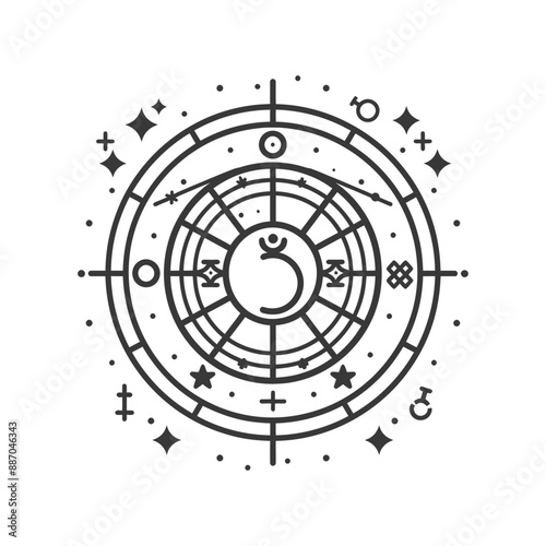 Cosmic Mandala with Triquetra Symbol and Celestial Elements