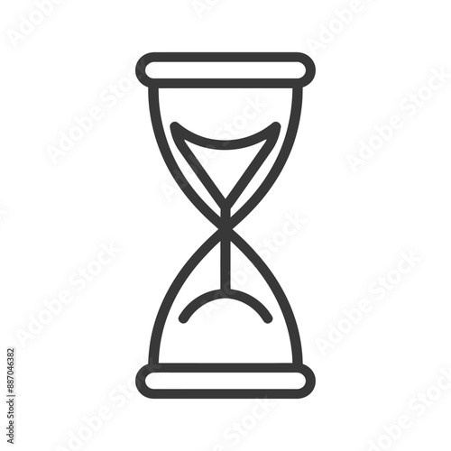 Monochromatic Line Art Hourglass Icon: Time Management Symbol