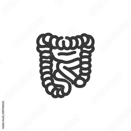 Stylized Line Art Icon: Human Intestine Anatomy
