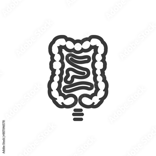 Simplified Line Art Illustration of the Human Digestive System