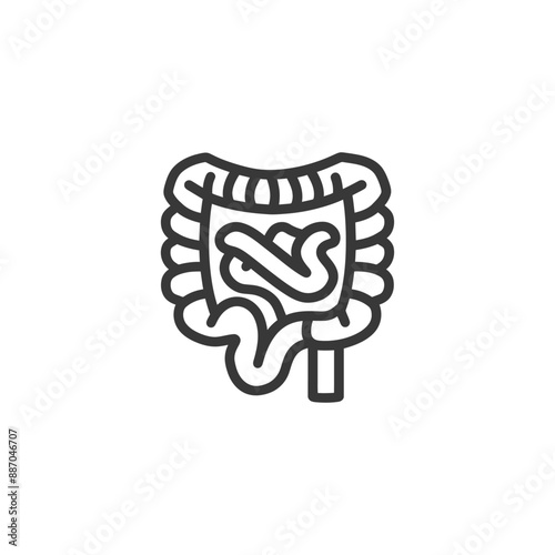 Simple Line Art Illustration of Human Intestines and Appendix