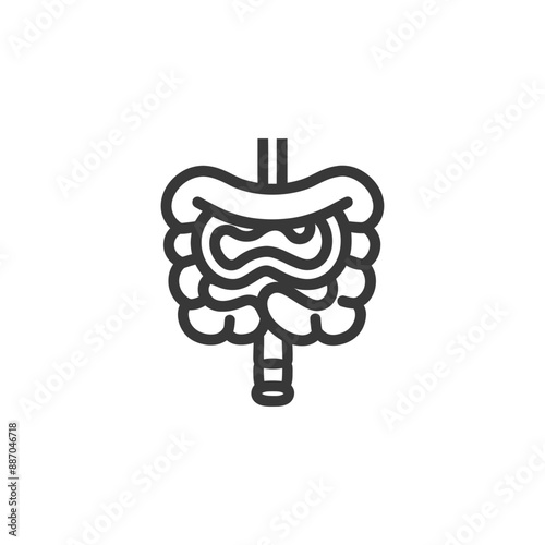 Stylized Line Art Icon: Human Digestive System Anatomy
