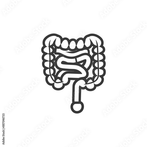 Simple Line Art Illustration of Human Digestive System