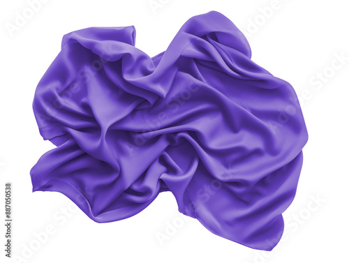 purple satin cloth isolated, fabric materiel in violet  photo