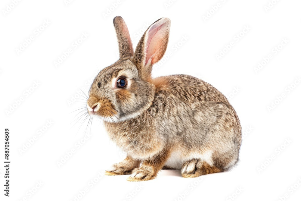 A small rabbit sitting on a white surface, possibly a table or countertop A small rabbit sitting on a white surface, possibly a table or countertop