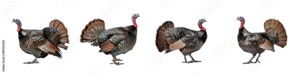 Fototapeta premium set of A turkey bird standing on a transparent background