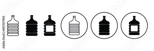Set of Gallons of mineral water icon collection. Big drink gallons, water drum symbol. Vector Illustration.