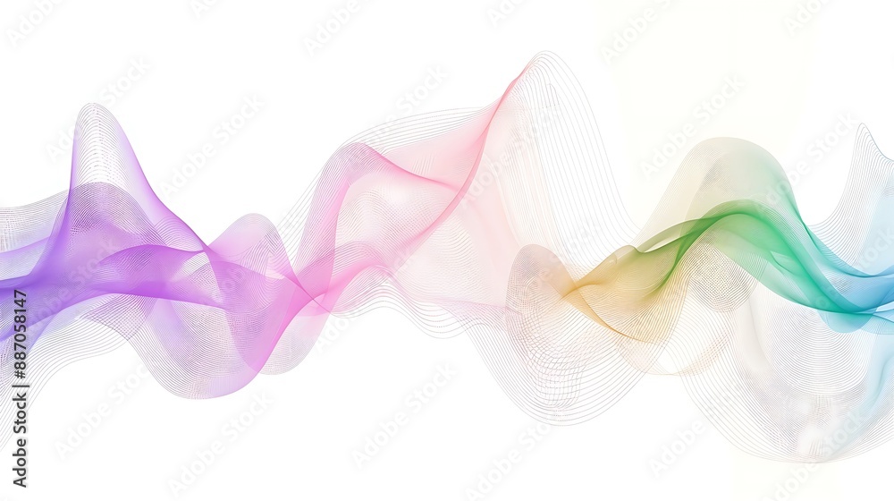 Subdued spectrum line waves in a soft and simple minimalist style on white Subdued spectrum line waves in a soft and simple minimalist style on white