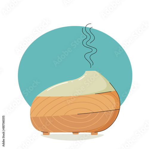 Minimalistic electric aroma diffuser. Healthy lifestyle, selfcare, aromatherapy. Modern aesthetic. Hand drawn style. Perfect for promoting wellness, beauty industry, relaxation, spa-themed project.