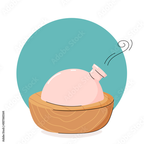 Minimalistic electric aroma diffuser. Healthy lifestyle, selfcare, aromatherapy. Modern aesthetic. Hand drawn style. Perfect for promoting wellness, beauty industry, relaxation, spa-themed project.