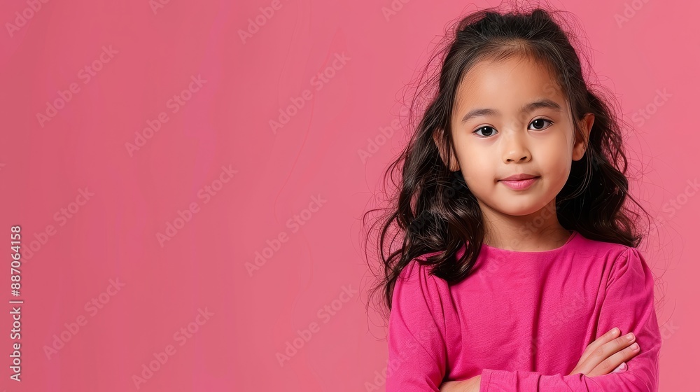 Young Asian Girl with Wavy Hair: Copy Space for School Banner - Fresh and Youthful Visual Young Asian Girl with Wavy Hair: Copy Space for School Banner - Fresh and Youthful Visual