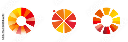 Free Download  set of A logo red and Yellow simple icon of a chroma wheel, on a transparent background - GFXLoad