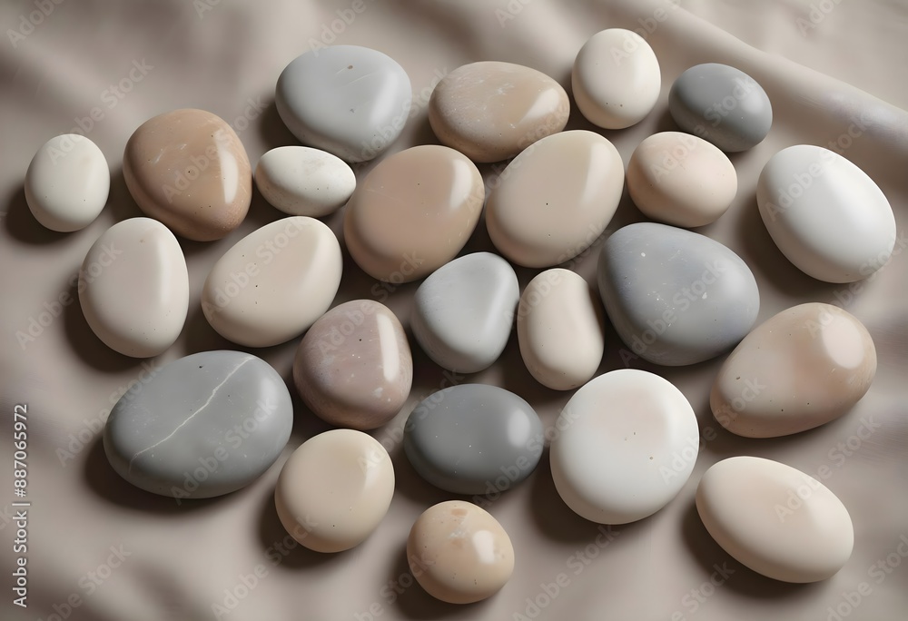 Top view of soft colored stones on white background Top view of soft colored stones on white background