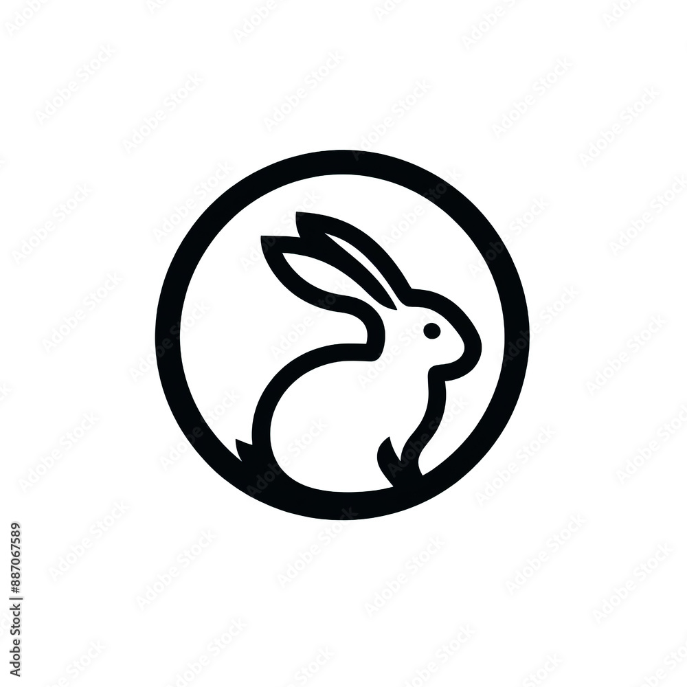 Minimalist rabbit silhouette logo on white background Minimalist rabbit silhouette logo on white background