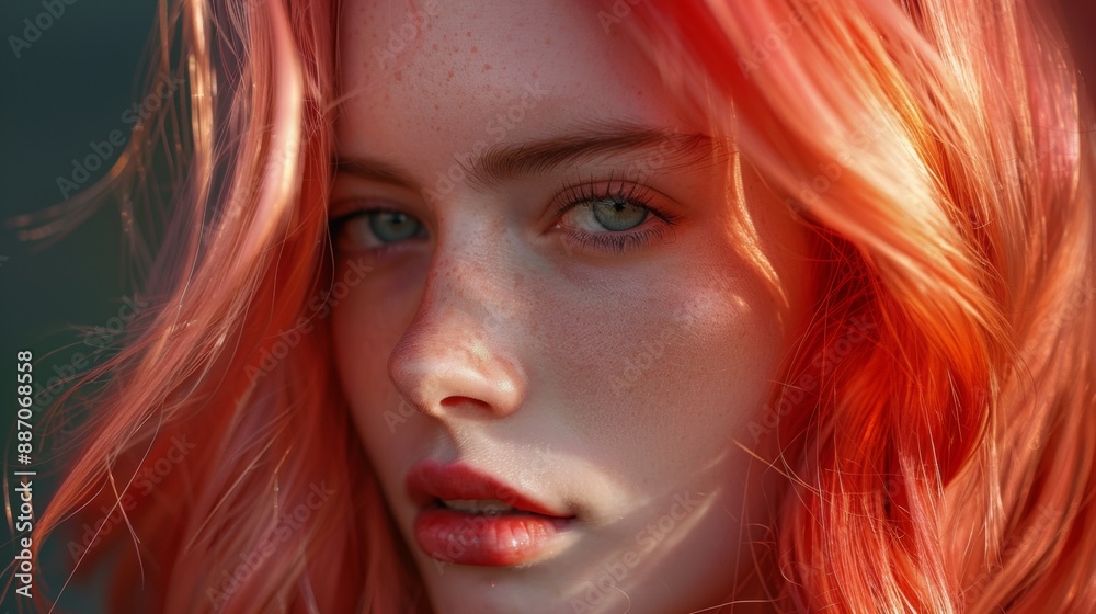 Close Up Portrait of a Young Woman With Pink Hair Close Up Portrait of a Young Woman With Pink Hair
